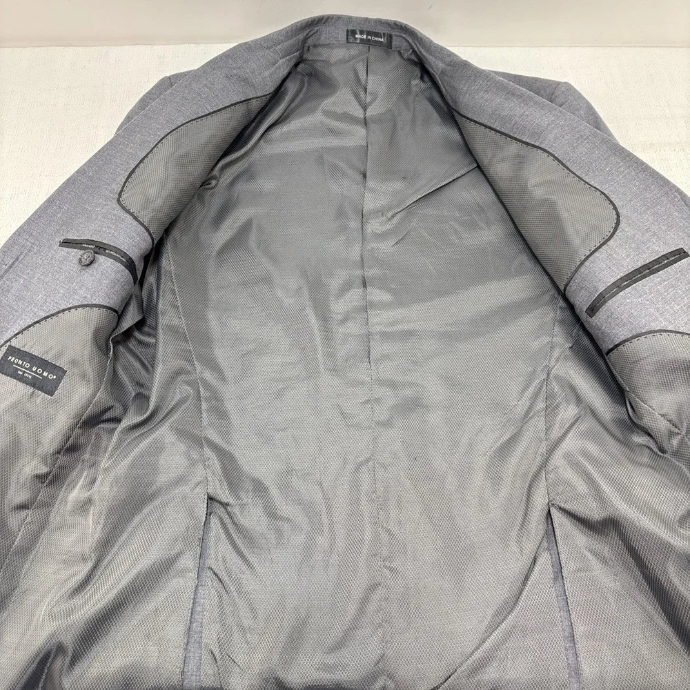 Pronto Uomo Men's Gray Blazer Suit Jacket Size 38S Wool‎ Blend Classic Business